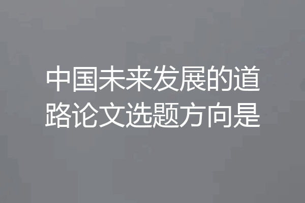 中国未来发展的道路论文选题方向是