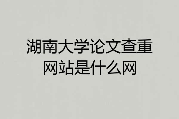 湖南大学论文查重网站是什么网