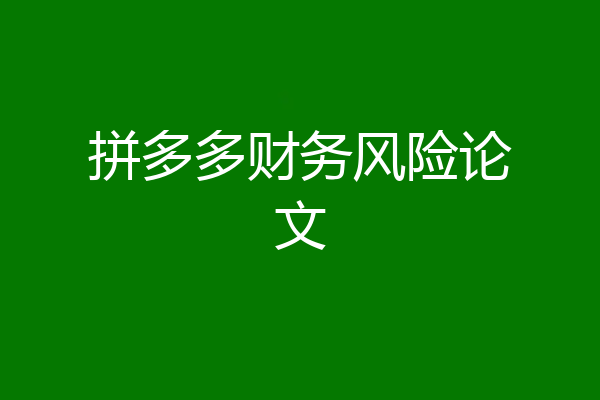 拼多多财务风险论文
