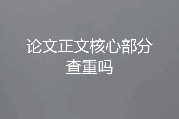 论文正文核心部分查重吗