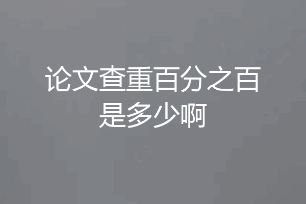 论文查重百分之百是多少啊
