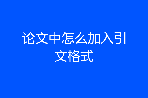 论文中怎么加入引文格式