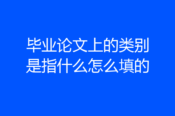 毕业论文上的类别是指什么怎么填的