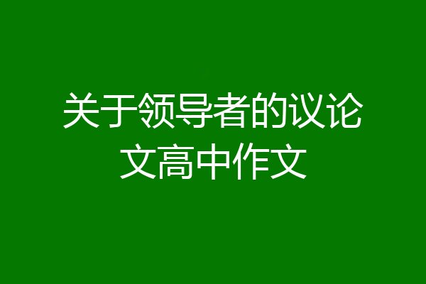 关于领导者的议论文高中作文