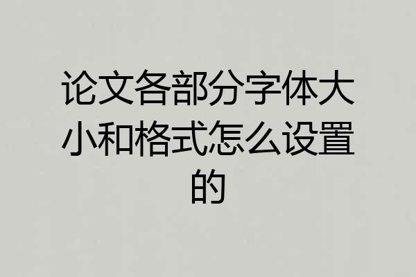 论文各部分字体大小和格式怎么设置的