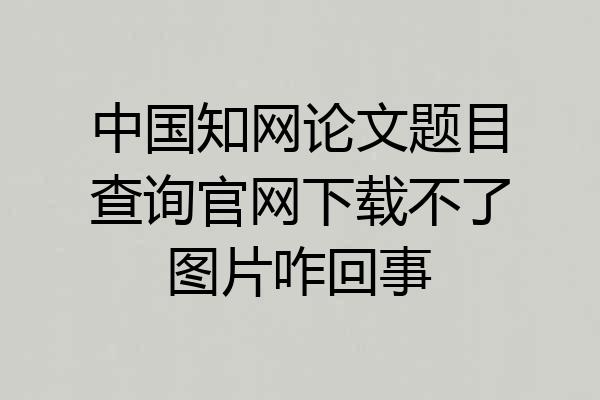 中国知网论文题目查询官网下载不了图片咋回事