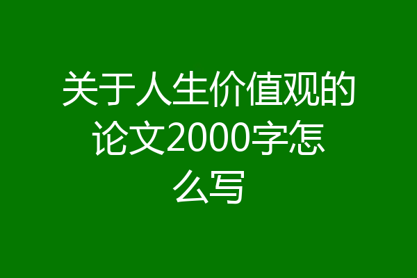 关于人生价值观的论文2000字怎么写