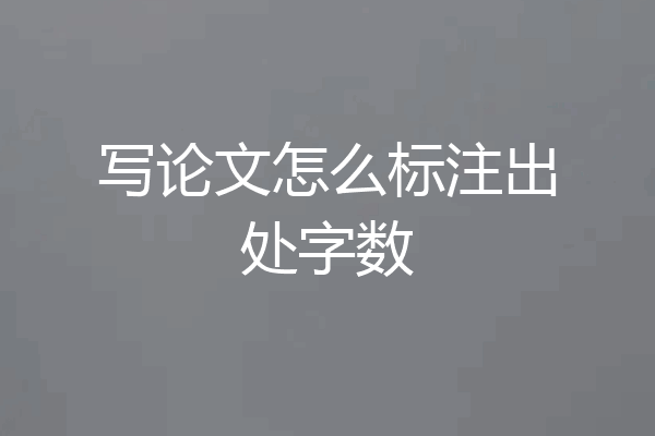 写论文怎么标注出处字数