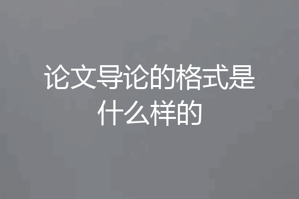 论文导论的格式是什么样的