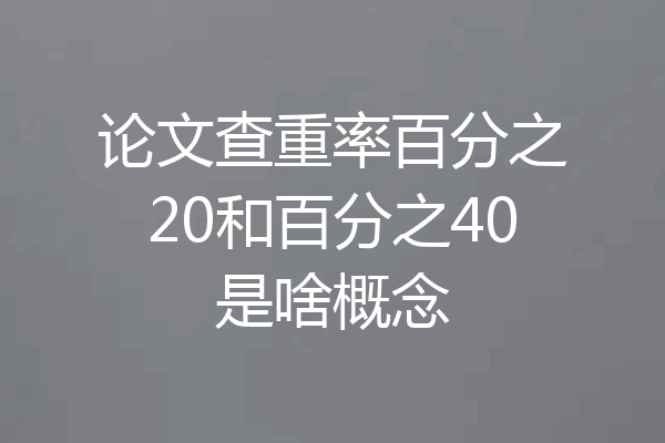 论文查重率百分之20和百分之40是啥概念