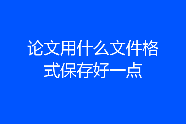 论文用什么文件格式保存好一点