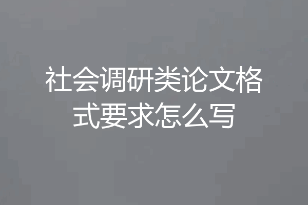 社会调研类论文格式要求怎么写