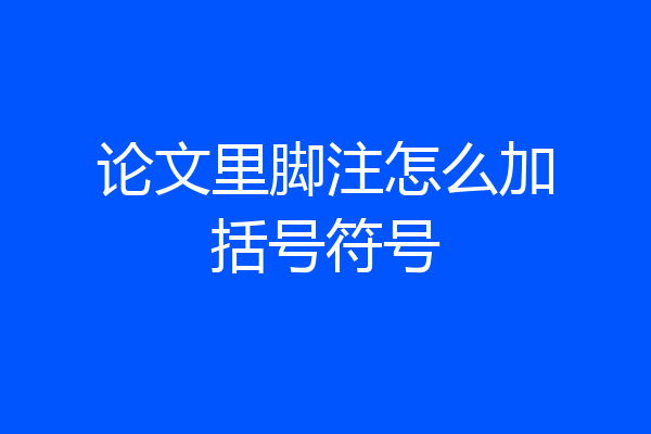 论文里脚注怎么加括号符号