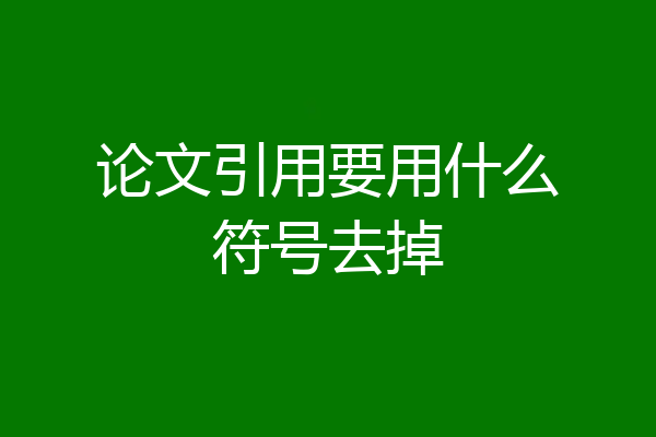 论文引用要用什么符号去掉