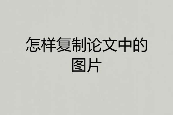 怎样复制论文中的图片