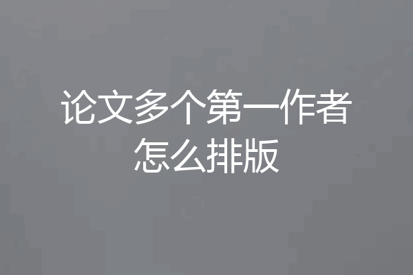 论文多个第一作者怎么排版