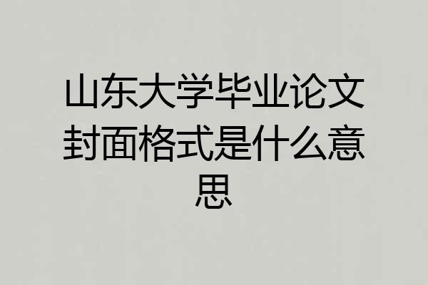 山东大学毕业论文封面格式是什么意思