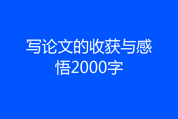 写论文的收获与感悟2000字
