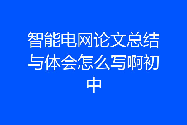 智能电网论文总结与体会怎么写啊初中