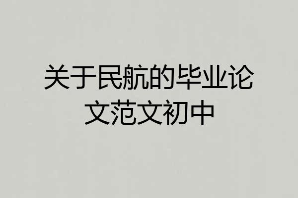 关于民航的毕业论文范文初中