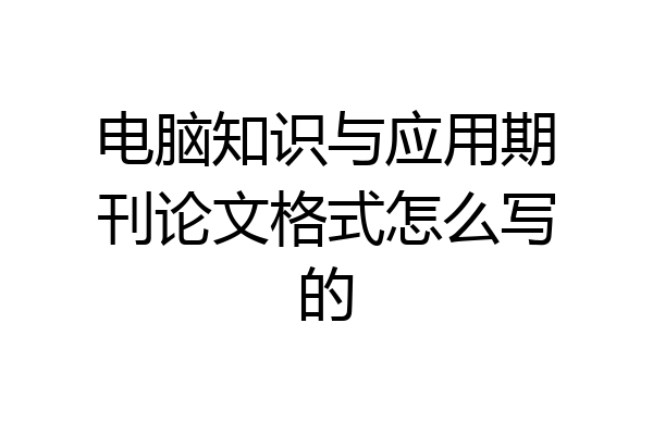 电脑知识与应用期刊论文格式怎么写的
