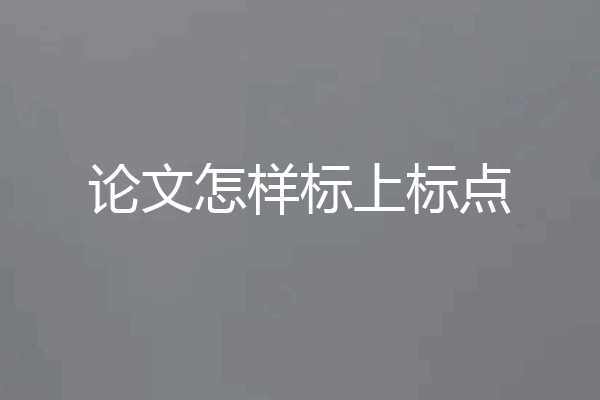 论文怎样标上标点