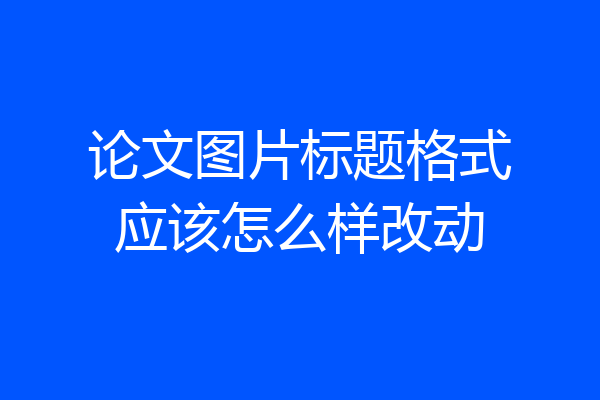 论文图片标题格式应该怎么样改动