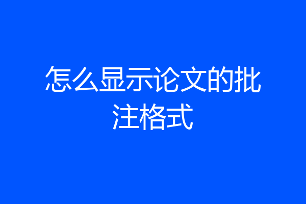怎么显示论文的批注格式