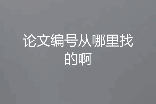论文编号从哪里找的啊