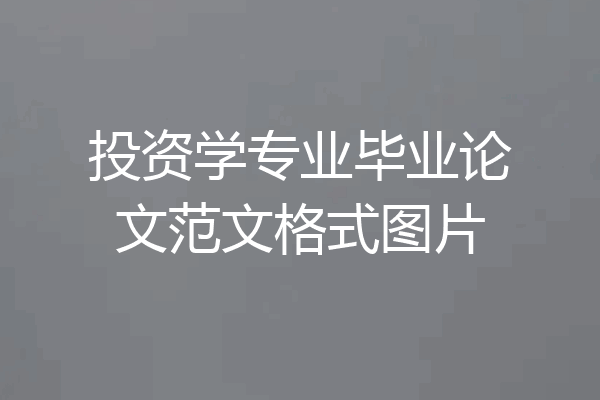 投资学专业毕业论文范文格式图片