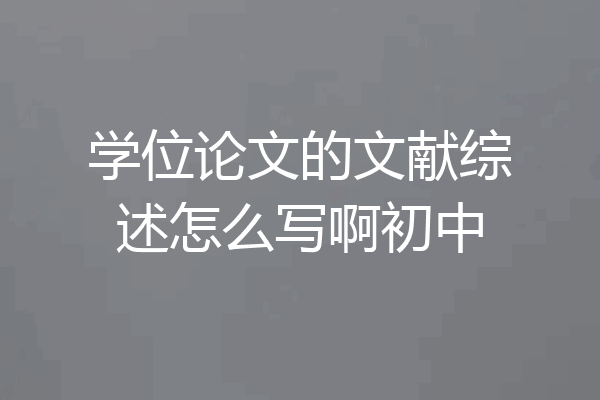 学位论文的文献综述怎么写啊初中