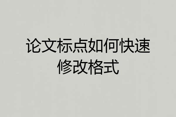 论文标点如何快速修改格式