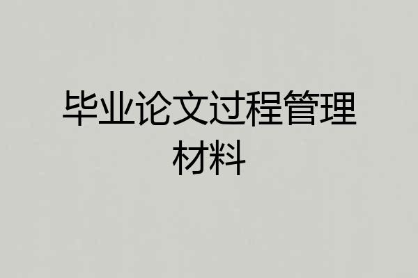 毕业论文过程管理材料