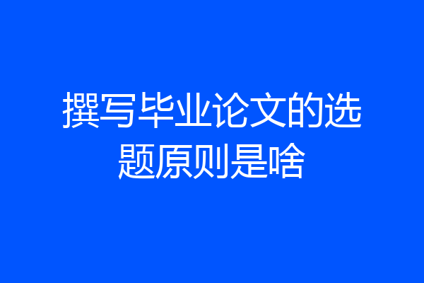 撰写毕业论文的选题原则是啥