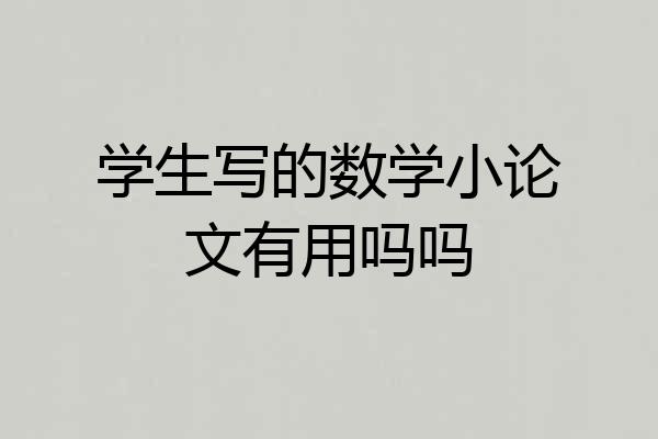 学生写的数学小论文有用吗吗