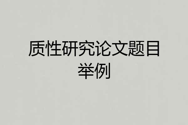 质性研究论文题目举例