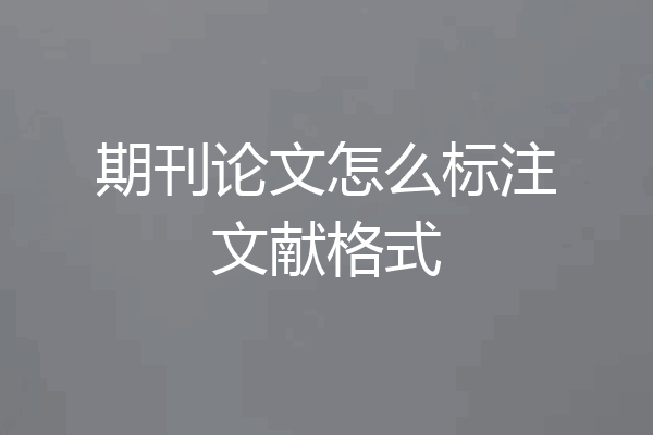 期刊论文怎么标注文献格式