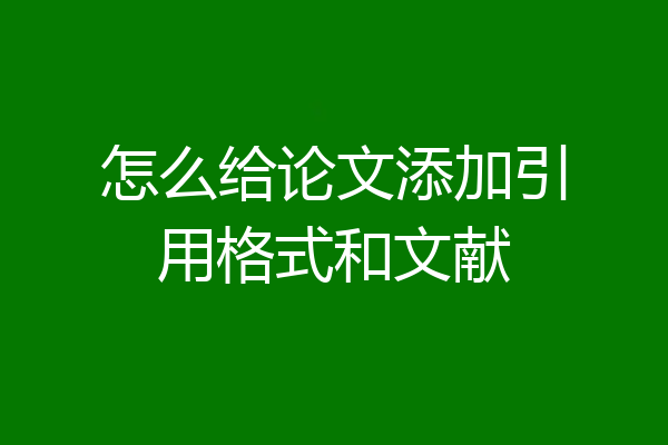 怎么给论文添加引用格式和文献
