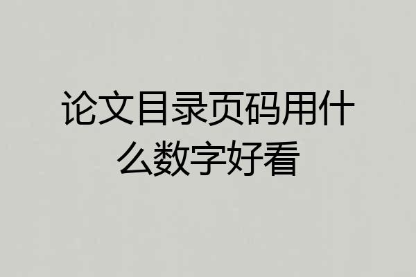 论文目录页码用什么数字好看