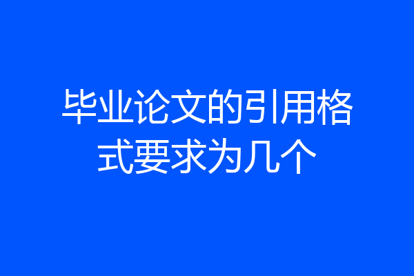 毕业论文的引用格式要求为几个