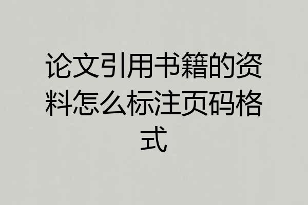 论文引用书籍的资料怎么标注页码格式