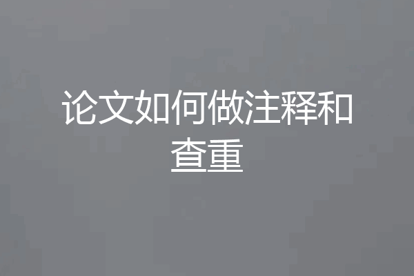 论文如何做注释和查重