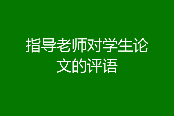 指导老师对学生论文的评语