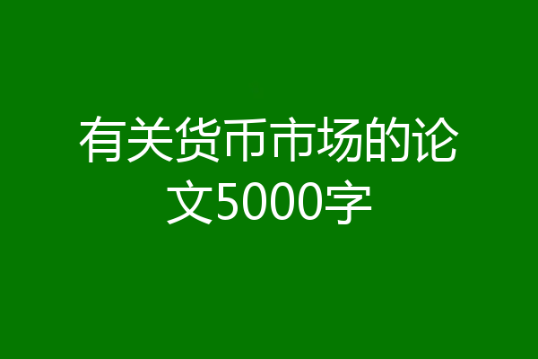 有关货币市场的论文5000字