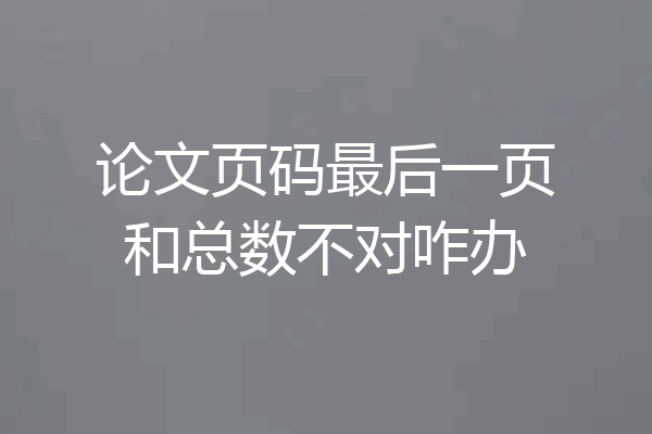 论文页码最后一页和总数不对咋办