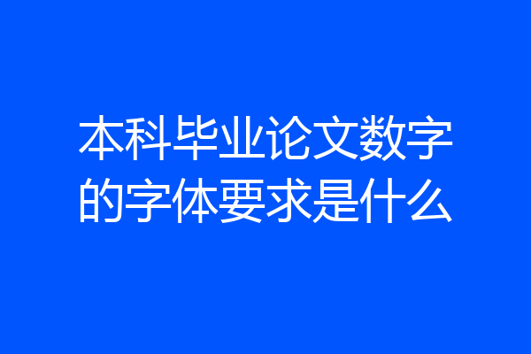本科毕业论文数字的字体要求是什么