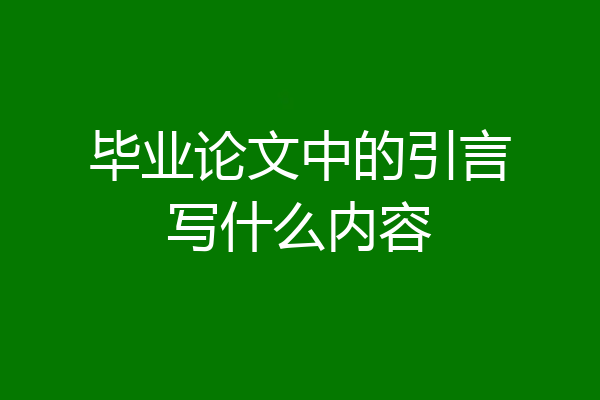 毕业论文中的引言写什么内容
