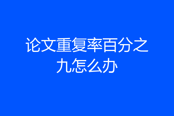 论文重复率百分之九怎么办