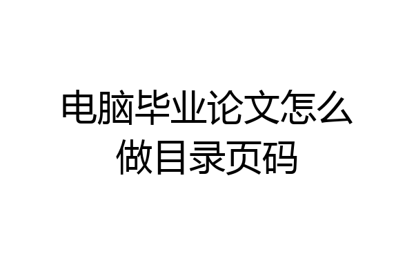 电脑毕业论文怎么做目录页码