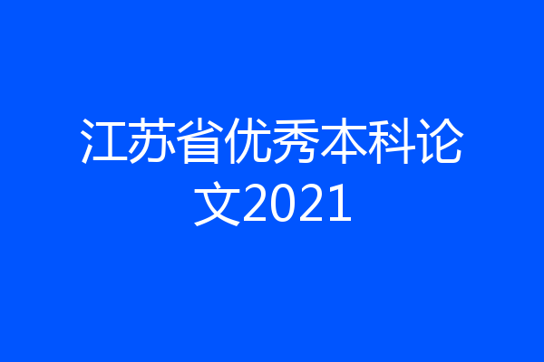 江苏省优秀本科论文2021